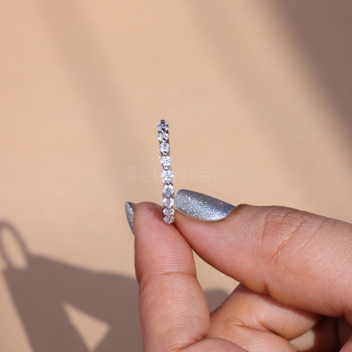 Round Brilliant Bubble Prong Moissanite Wedding Band - Ready to Ship