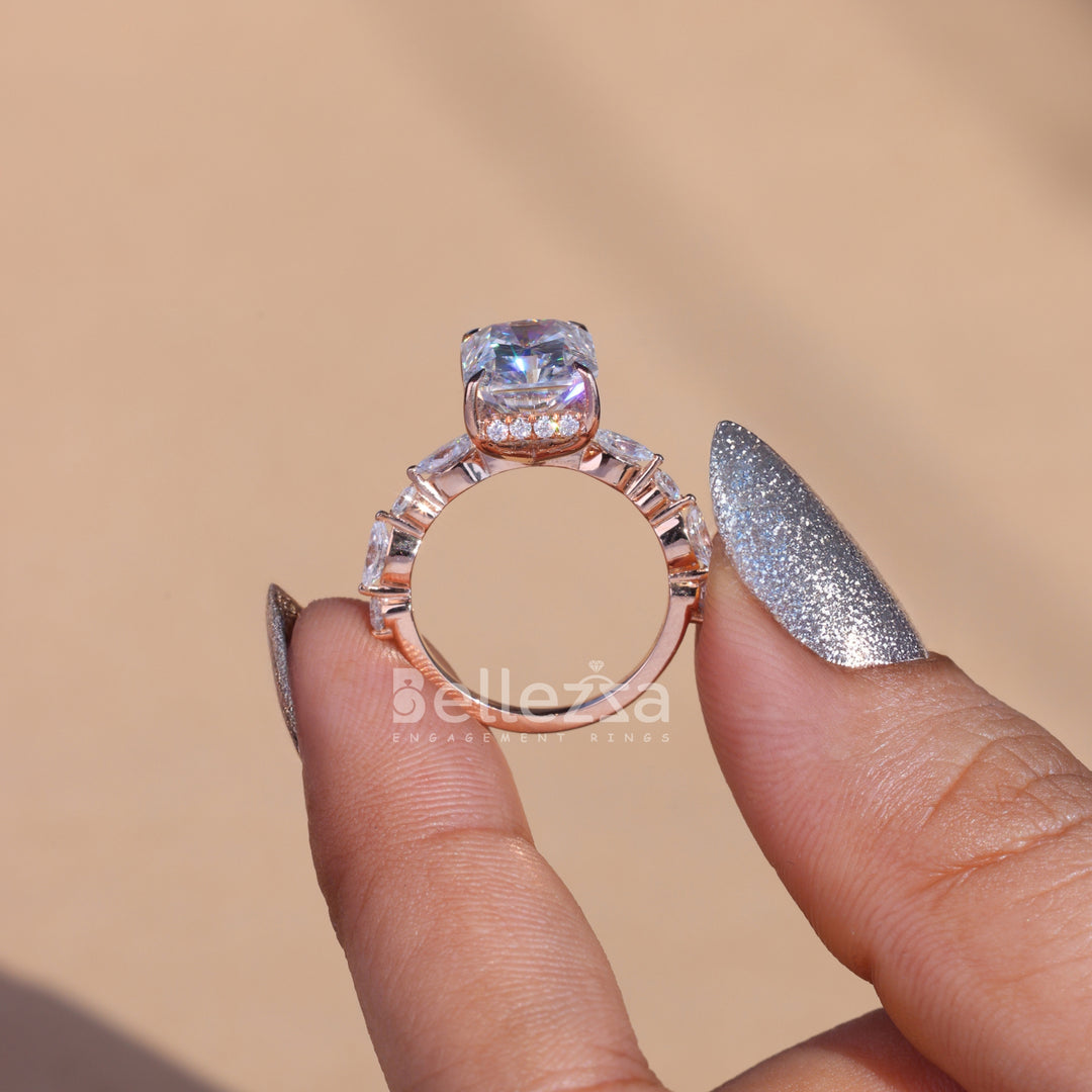 5.0 CT Radiant Cut Pave Setting Engagement Ring - Ready To Ship