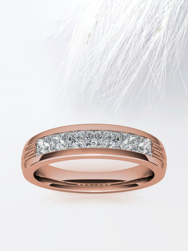 Princess Cut Channel Moissanite Men's Diamond Wedding Band