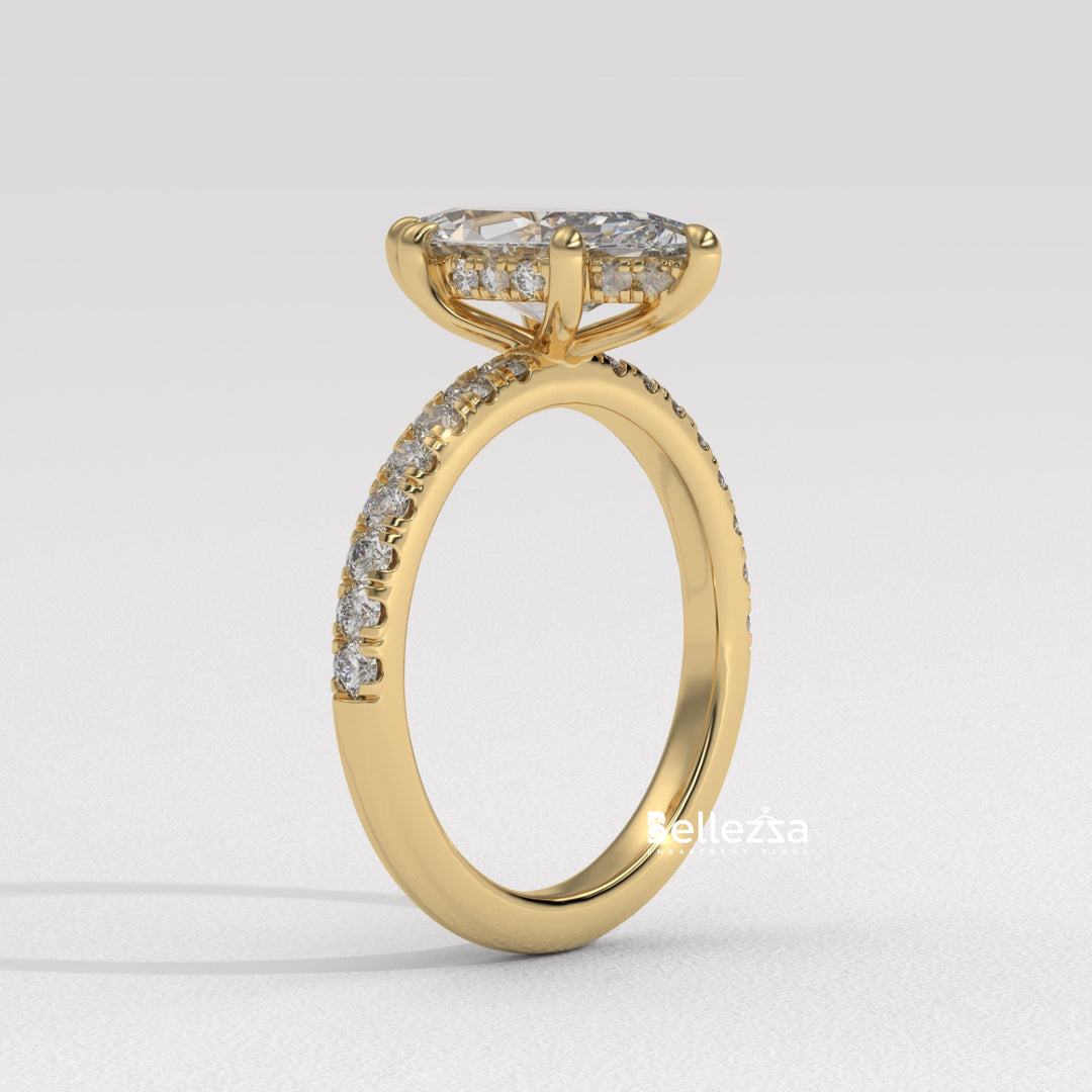 2.50-3.50CT Marquise Cut CVD Diamond Pave Setting Engagement Ring