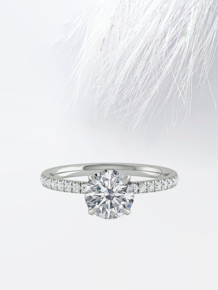 1.5CT Round Cut Pave Moissanite Diamond Engagement Ring For Her