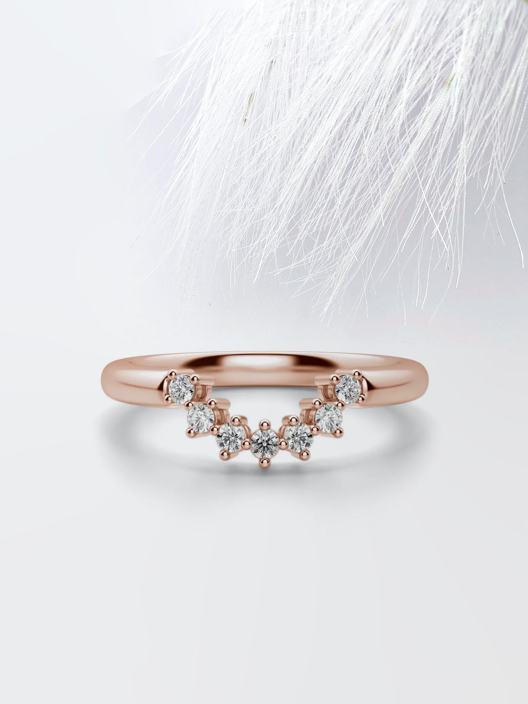 Curved Diamond Wedding Band For Women