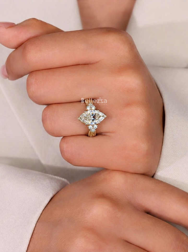 1.50CT Vintage Marquise Lab Grown Diamond Engagement Ring