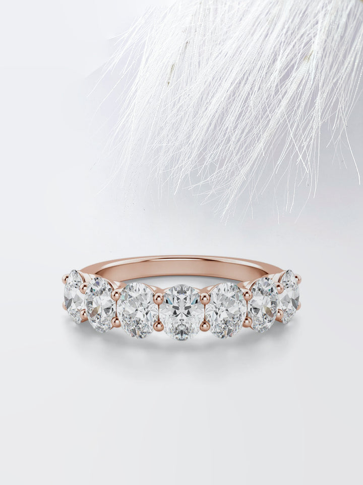 Oval Cut Seven Stone Wedding Band For Women