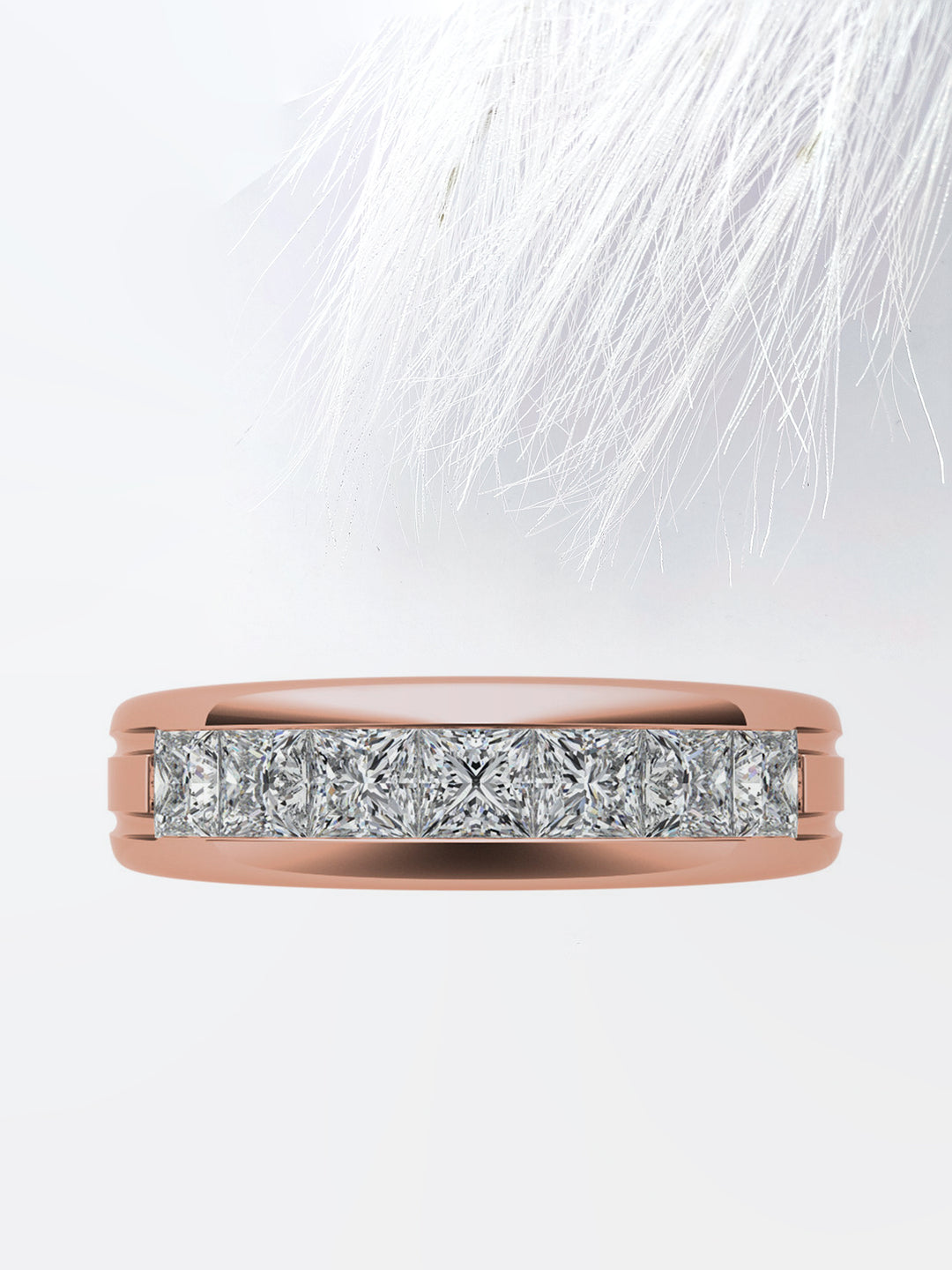 Princess Cut Seven Stone Moissanite Men's Diamond Wedding Band