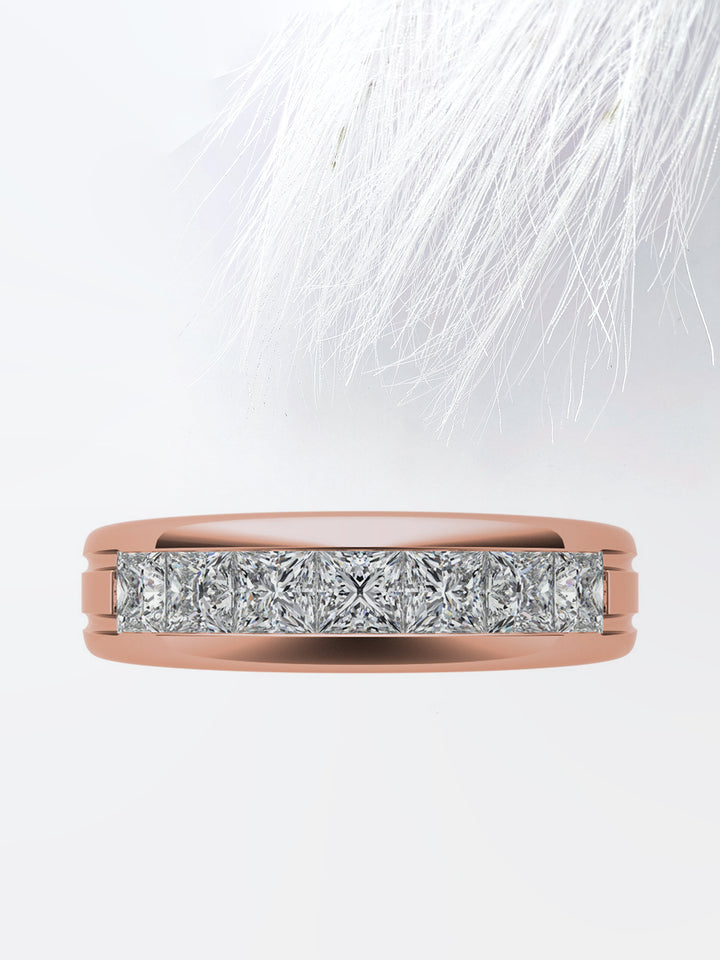 Princess Cut Seven Stone Moissanite Men's Diamond Wedding Band