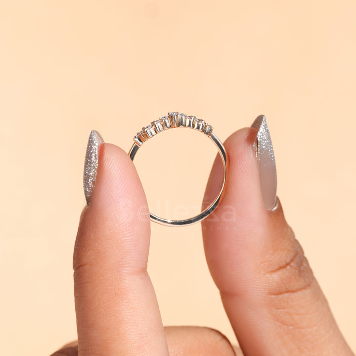 Round Brilliant Diamond Curved Wedding Band - Ready to Ship