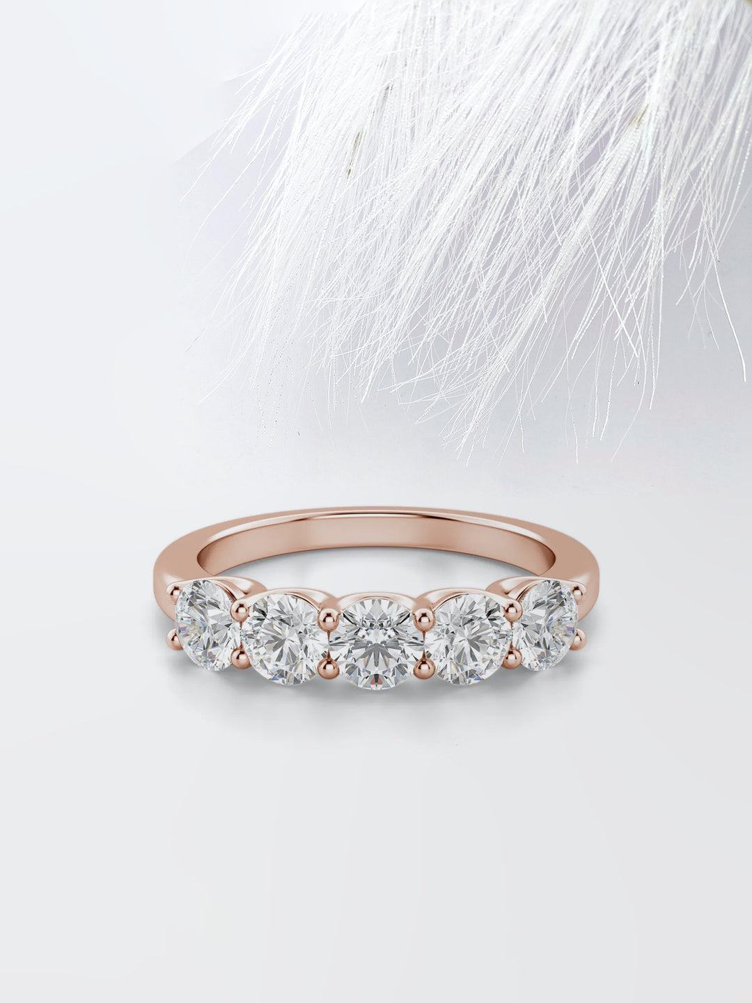 Round Cut Five Stone Diamond Wedding Band