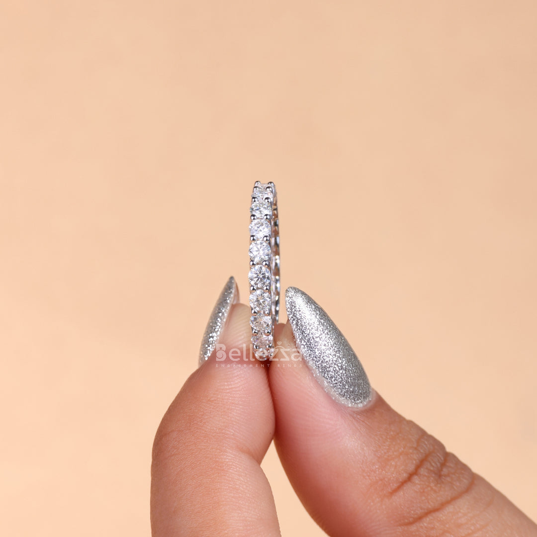 2.5MM Round Diamond Full Eternity Pave Wedding Band - Ready To Ship