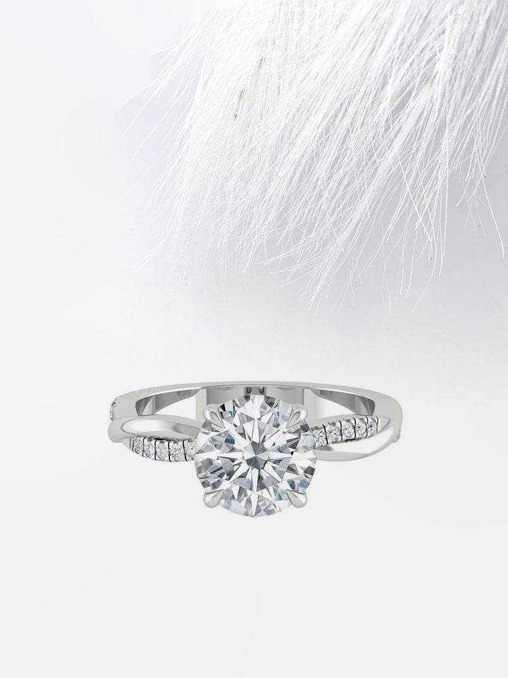 1.5CT Round Cut Twisted Moissanite Diamond Engagement Ring Anniversary Gift