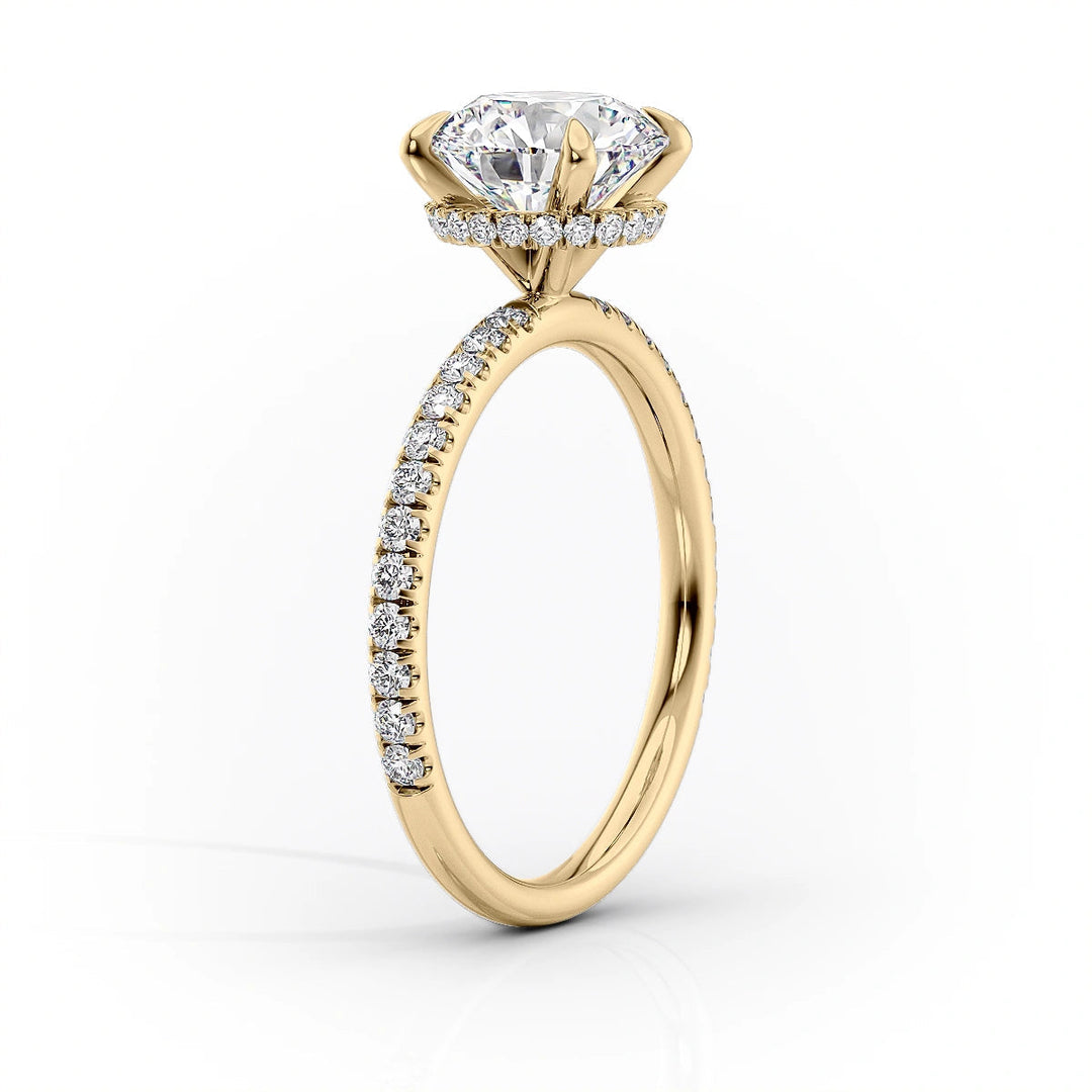1.50 - 3.50 CT Round  Lab Grown Diamond Hidden Halo Engagement Ring With Pave Setting