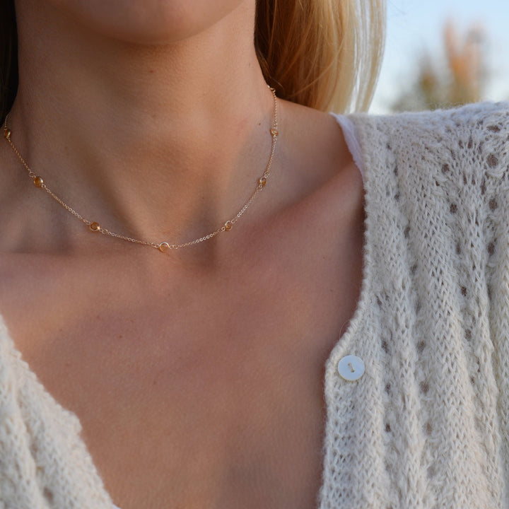 2.75TCW Round Cut Citrine Moissanite November Birthstone Necklace