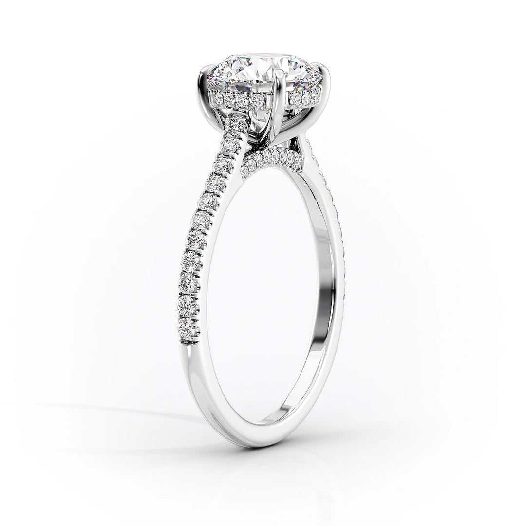 1.0-3.0 CT Radiant  Lab Grown Diamond Hidden Halo Engagement Ring With Pave Setting
