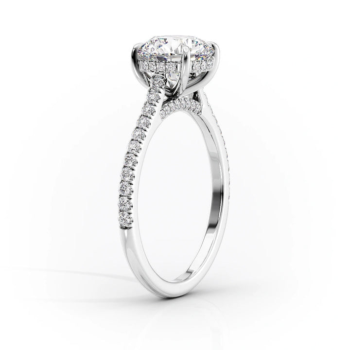 1.0-3.0 CT Radiant  Lab Grown Diamond Hidden Halo Engagement Ring With Pave Setting