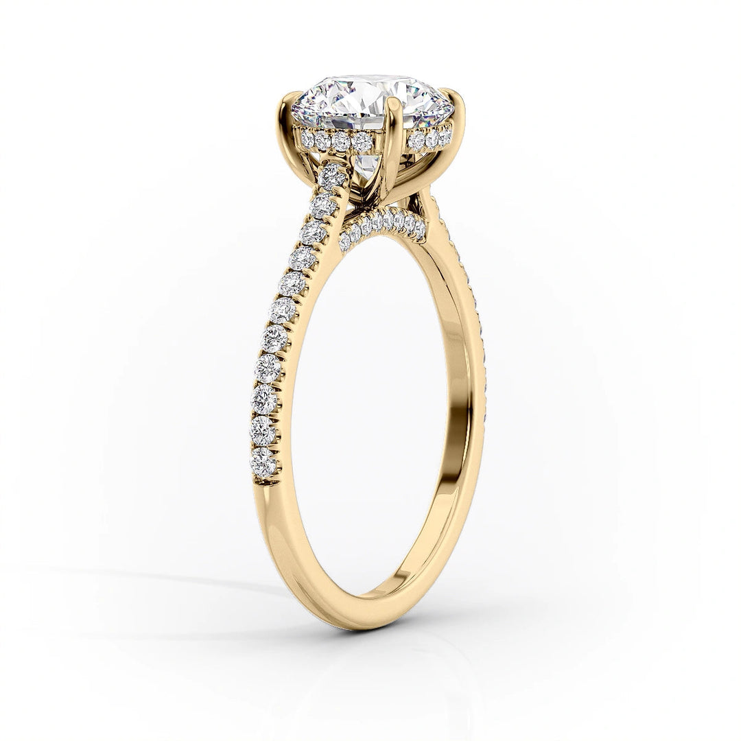1.0-3.0 CT Radiant  Lab Grown Diamond Hidden Halo Engagement Ring With Pave Setting