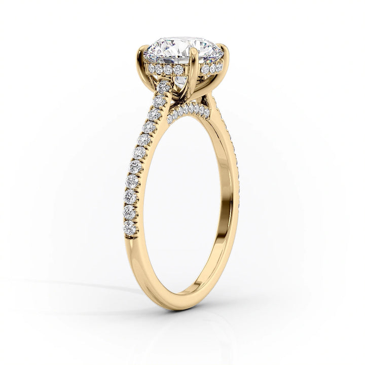 1.0-3.0 CT Radiant  Lab Grown Diamond Hidden Halo Engagement Ring With Pave Setting