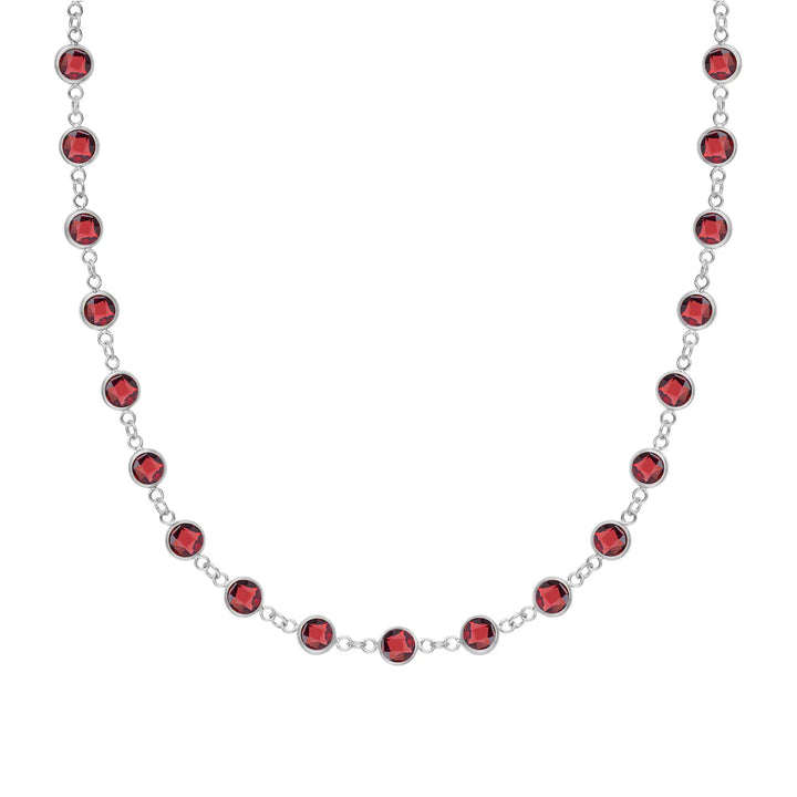 11.80 TCW Round Garnet Moissanite Diamond January Birthstone Necklace