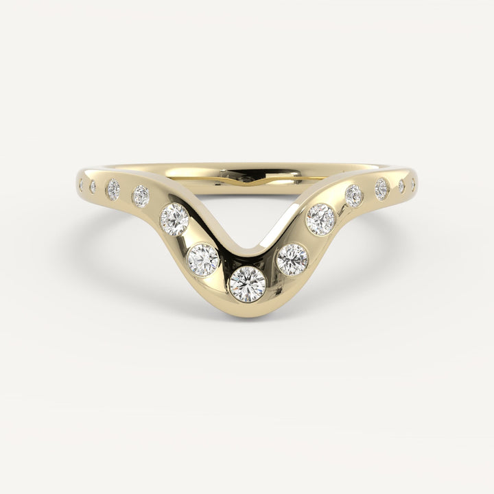 0.18 TCW Round Curved Diamond Wedding Band