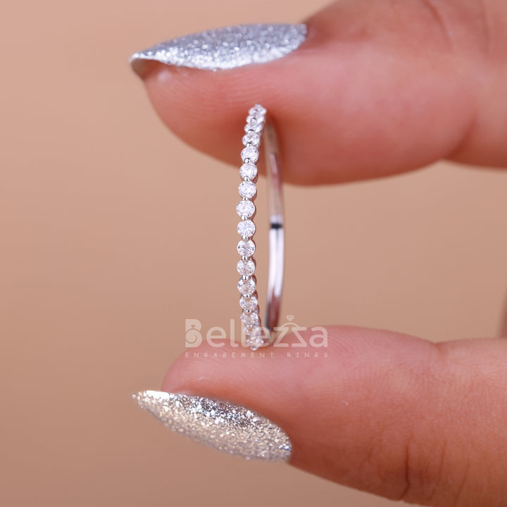 0.30TCW Round Brilliant Bubble Prong Moissanite Wedding Band - Ready to Ship