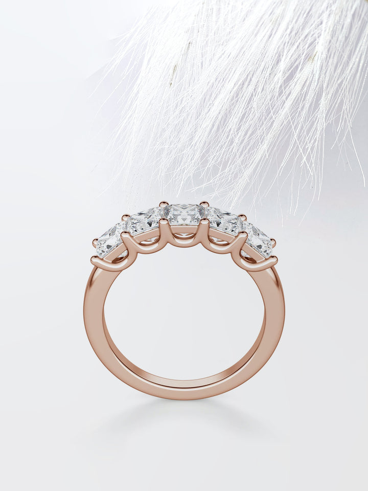 Princess Cut Five Stone Diamond Wedding Band For Her