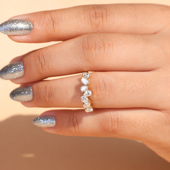 0.90 TCW Pear & Oval Cut Wedding Band - Ready to Ship