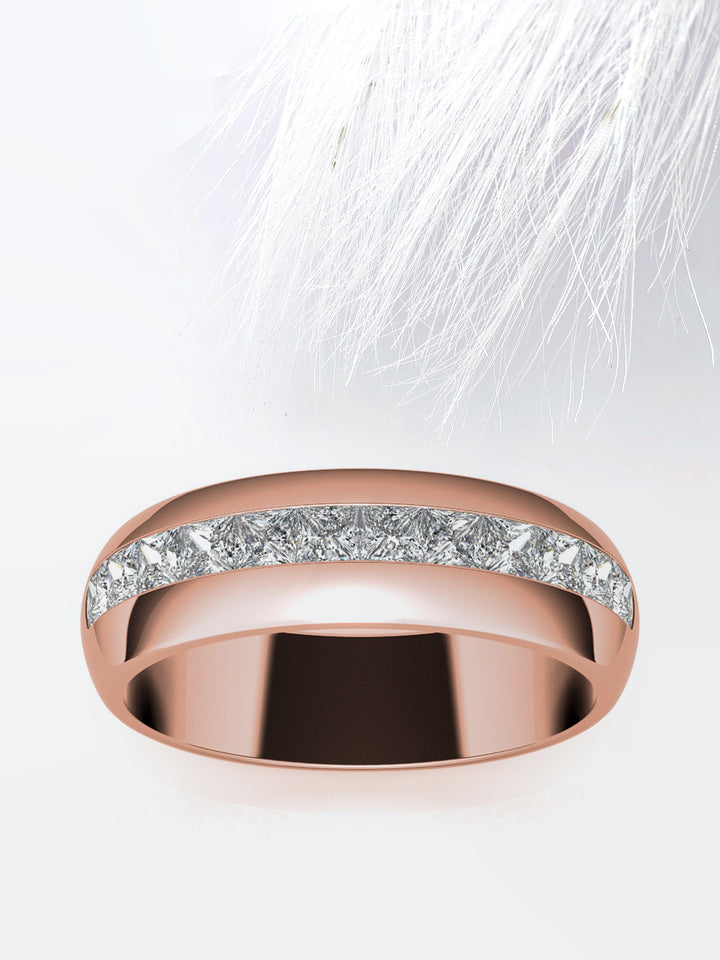 Princess Cut Channel Moissanite Men's Diamond Wedding Band