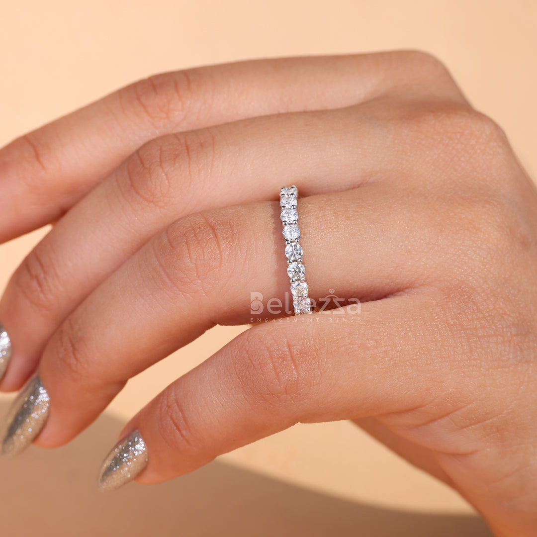 2.5MM Round Diamond Full Eternity Pave Wedding Band - Ready To Ship