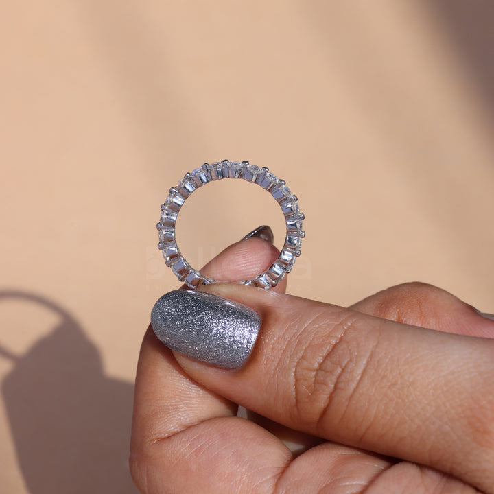 Round Brilliant Bubble Prong Moissanite Wedding Band - Ready to Ship