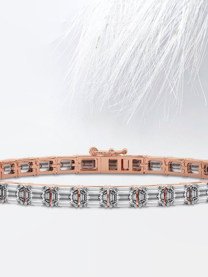 7.0ct Emerald Cut Moissanite Tennis Diamond Bracelet For Women