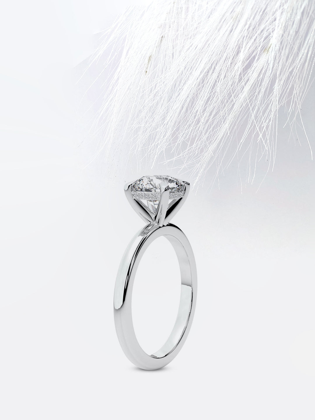 1.5CT Round Cut Hidden Halo Moissanite Diamond Engagement Ring For Women