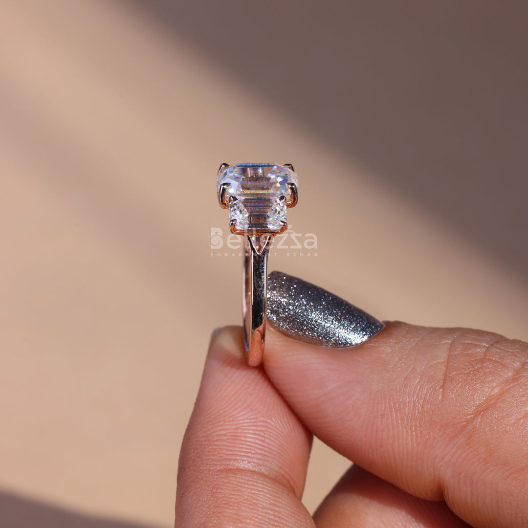 2.0CT Emerald Cut Three Stone Engagement Ring - Ready To Ship