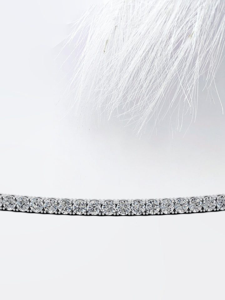 Round Cut Moissanite Riviera Diamond Tennis Necklace For Women