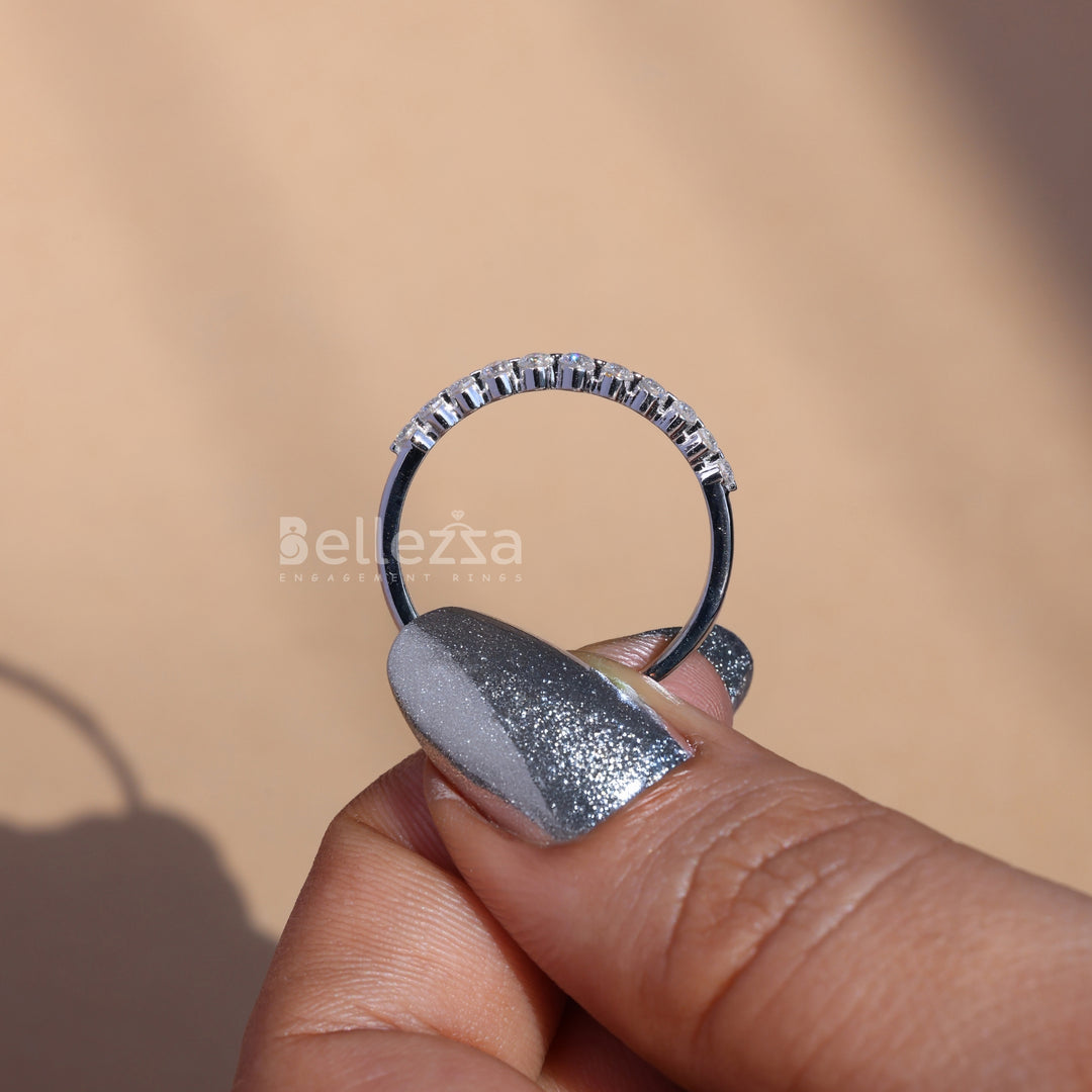 Round Diamond Bubble Pave Moissanite Wedding Band - Ready To Ship