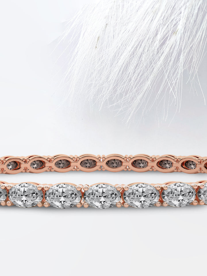 5.0ct Oval Cut Tennis Moissanite Diamond Bracelet, 14k Yellow Gold