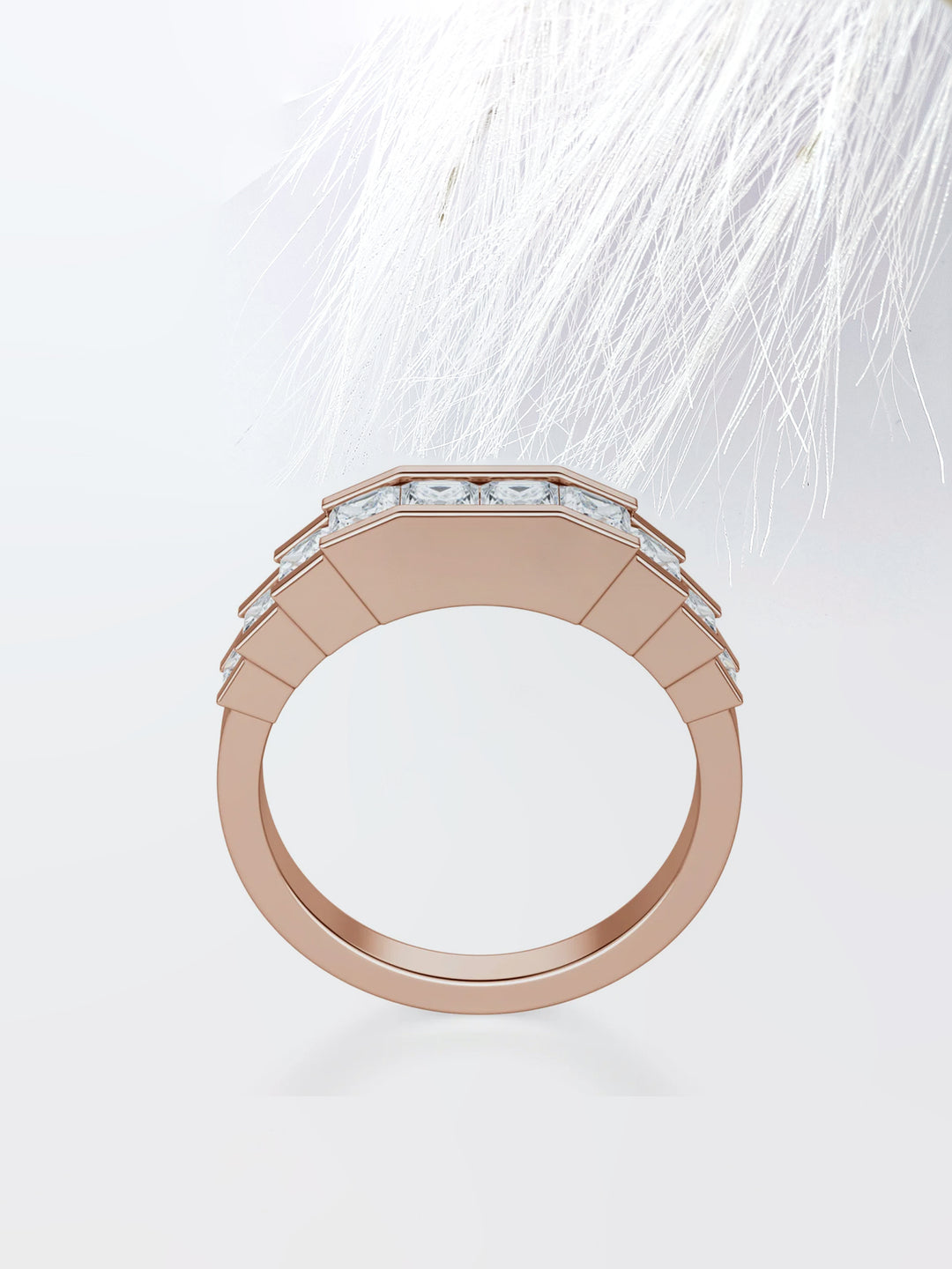 Princess Cut Channel Diamond Wedding Band For Her