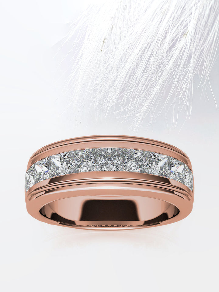 Princess Cut Channel Moissanite Men's Diamond Wedding Band