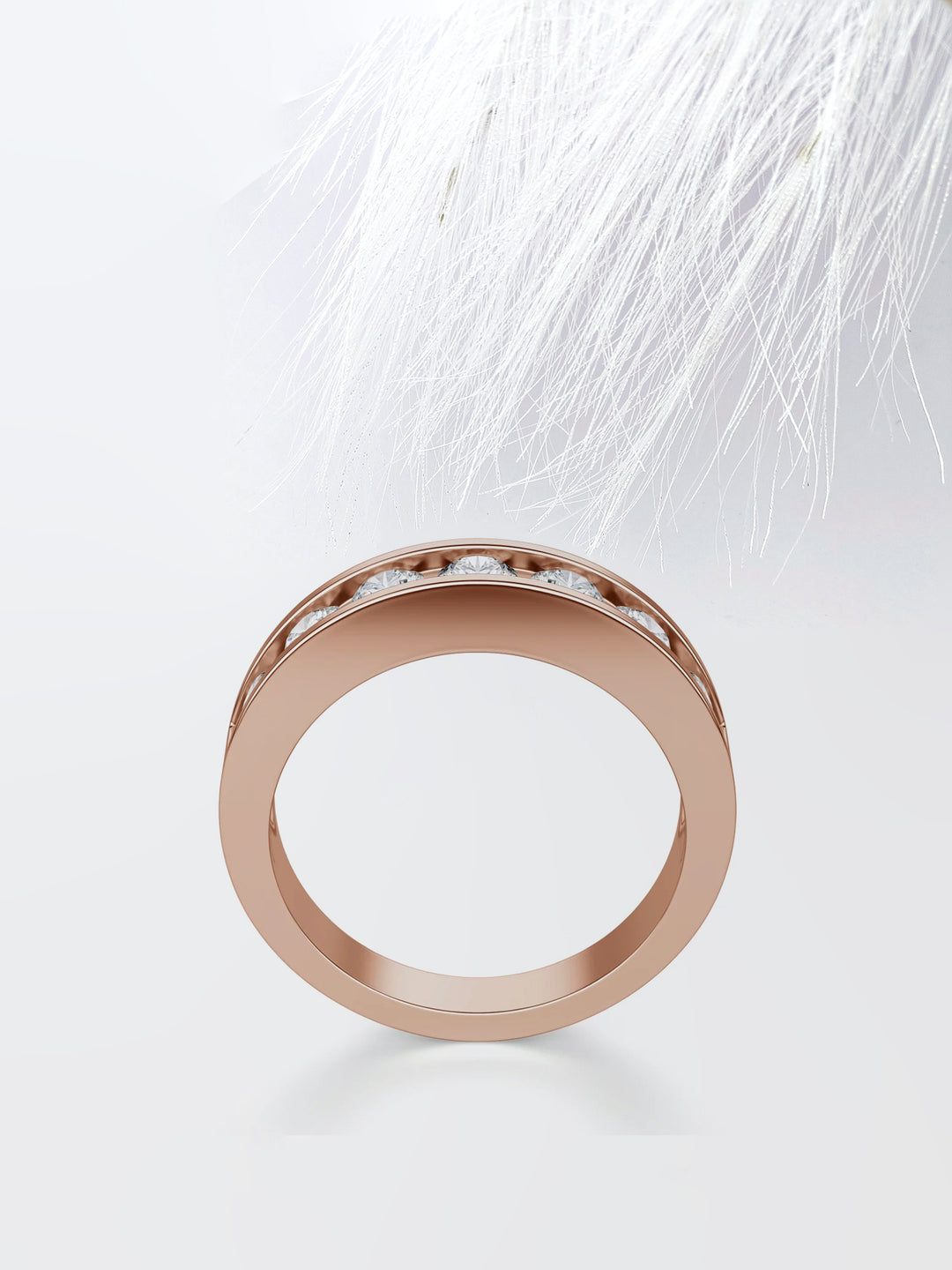 Round Cut Seven Stone Diamond Wedding Band For Her