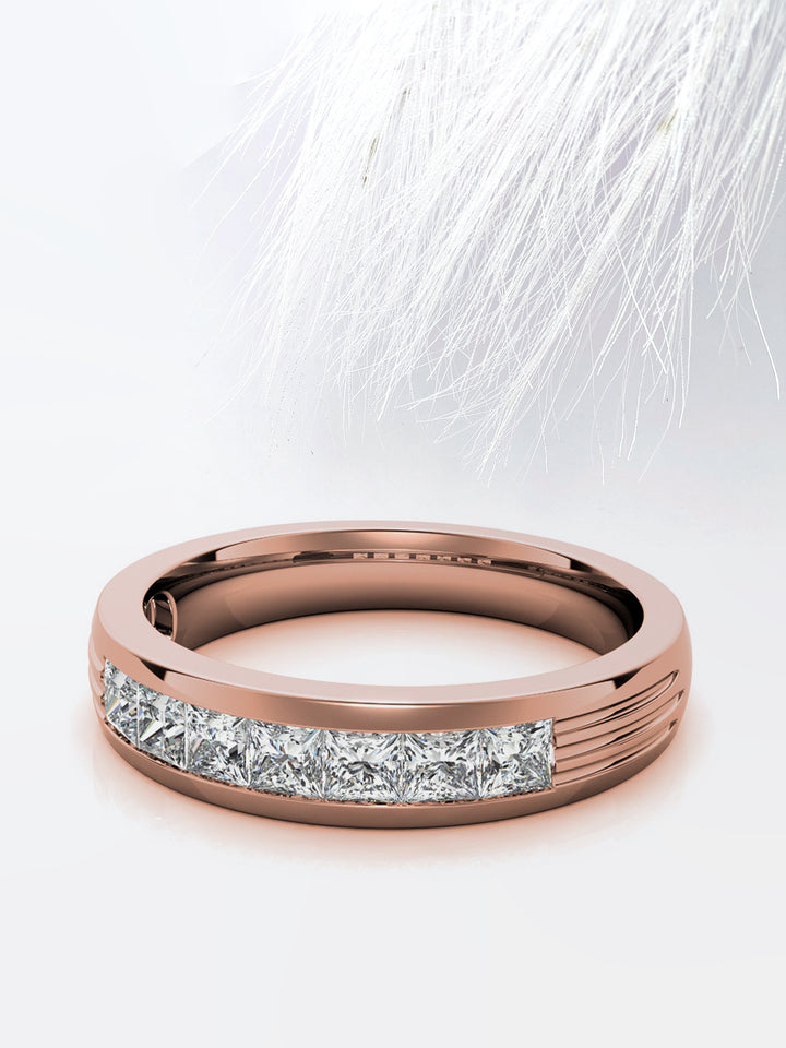 Princess Cut Channel Moissanite Men's Diamond Wedding Band