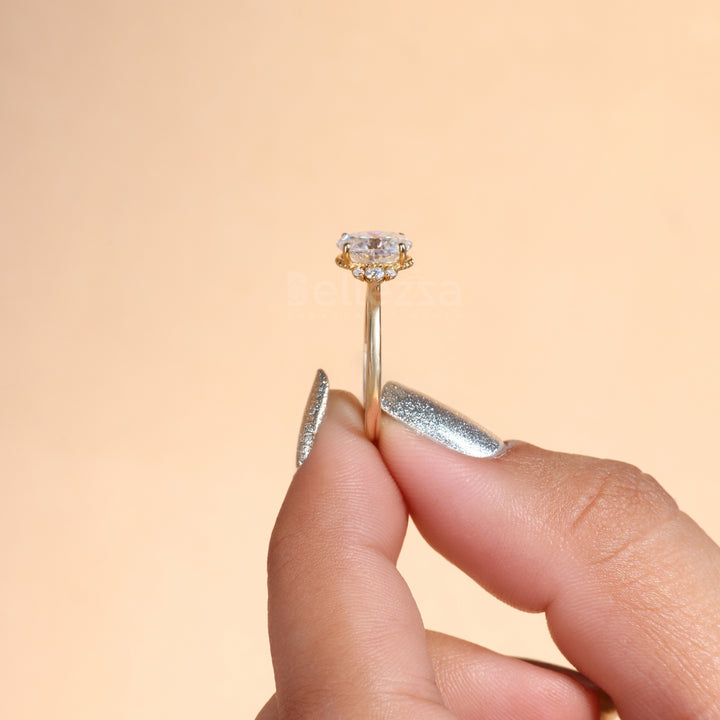 1.0CT Oval Cut Cluster Moissanite Engagement Ring - Ready to Ship