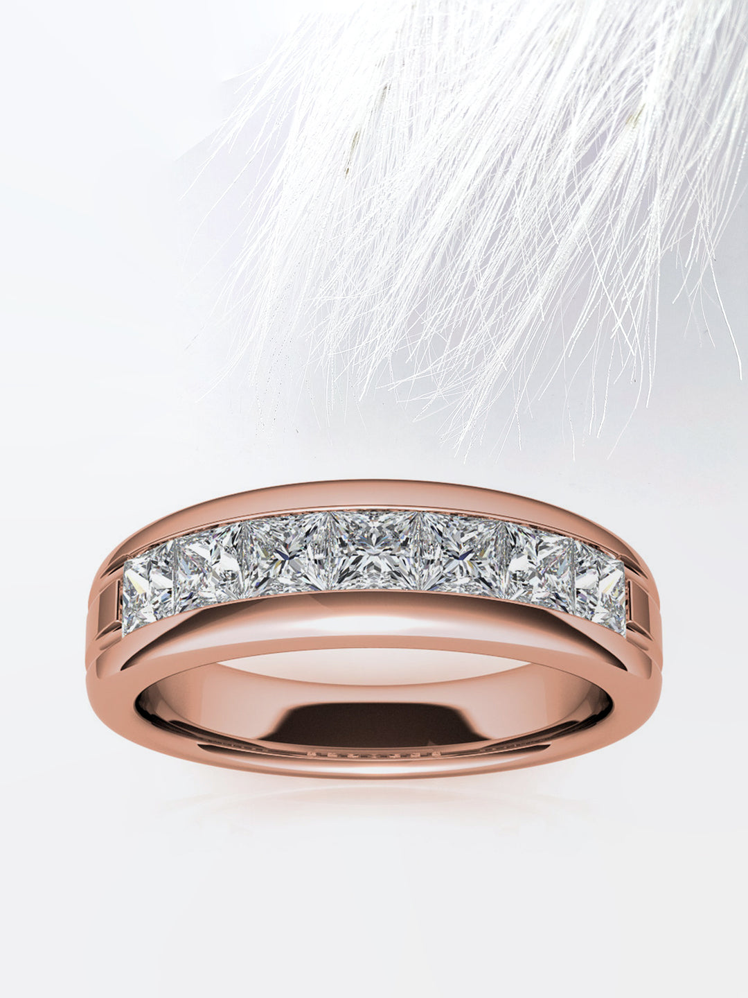 Princess Cut Seven Stone Moissanite Men's Diamond Wedding Band