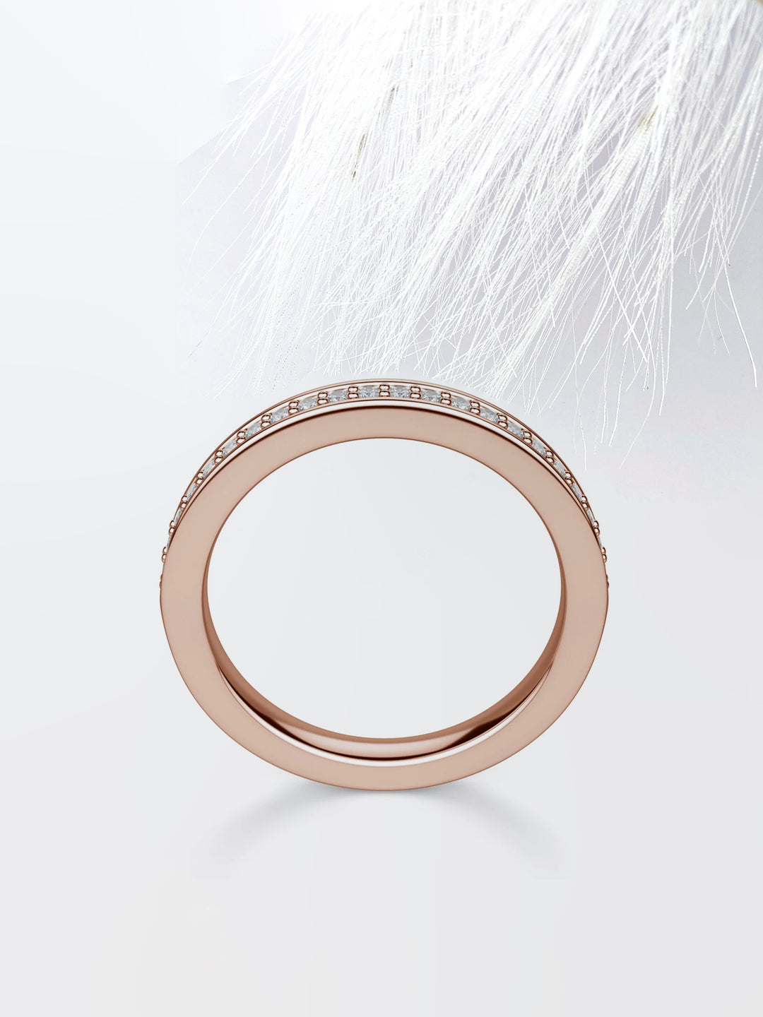 Round Cut Channel Diamond Wedding Band For Women