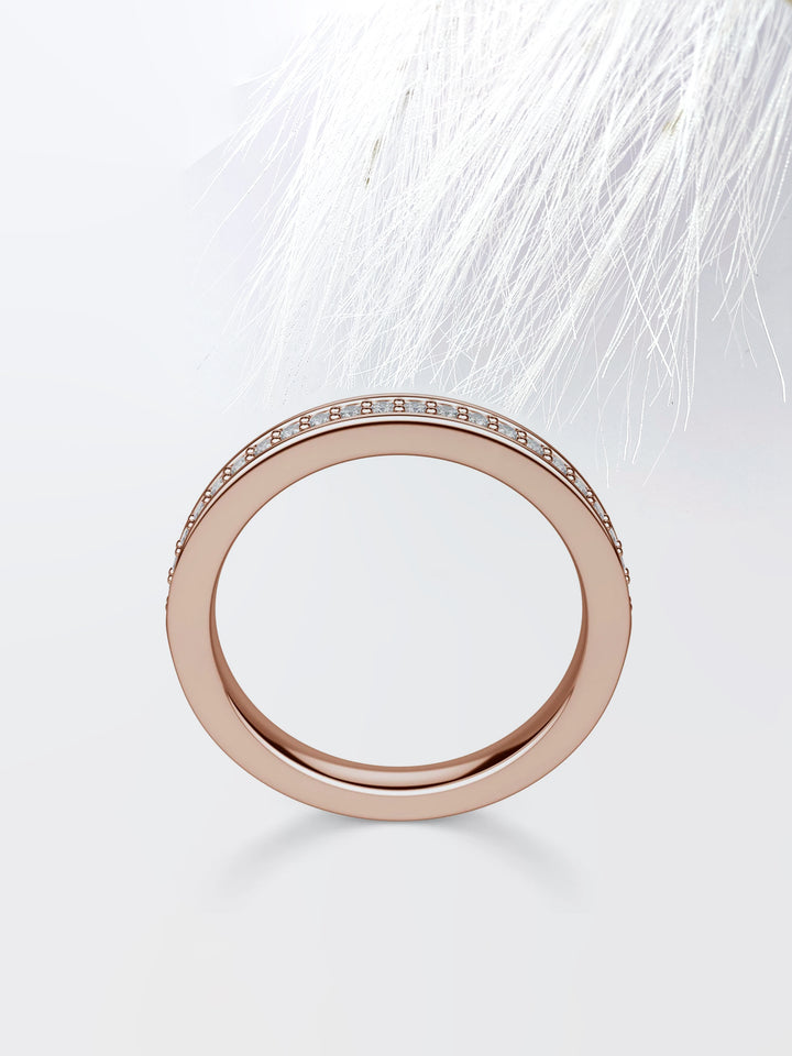 Round Cut Channel Diamond Wedding Band For Women