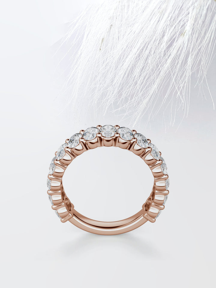 Oval Cut 3/4 Eternity Diamond Wedding Band For Her