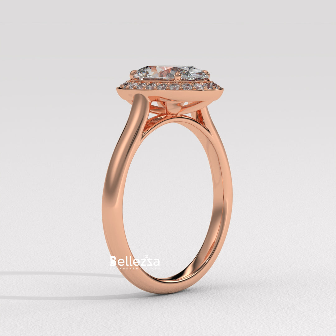 ROSE GOLD HALO OVAL RING