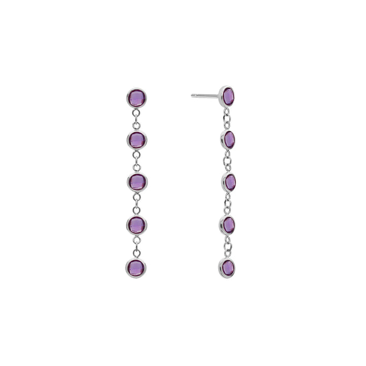 1.25 TCW Round Amethyst Moissanite February Birthstone Dangle Earrings