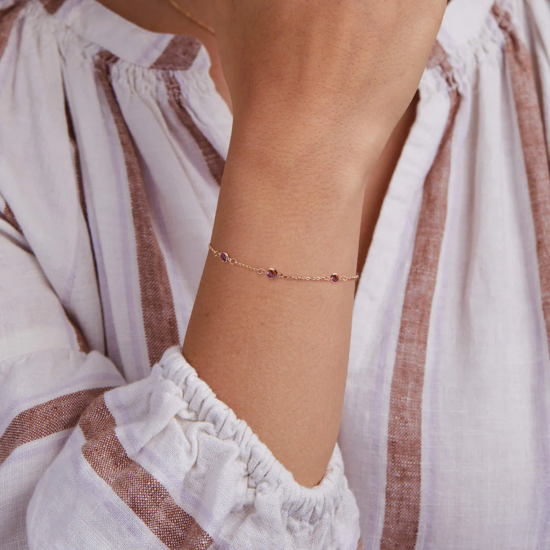 1.50TCW Round Cut Three Strone Garnet Moissanite Bracelets