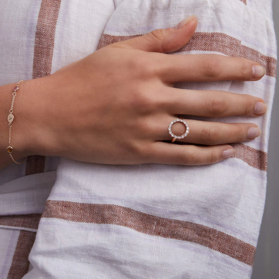 1.92TCW Round Diamond Open Moissanite April Birthstone Wedding Ring