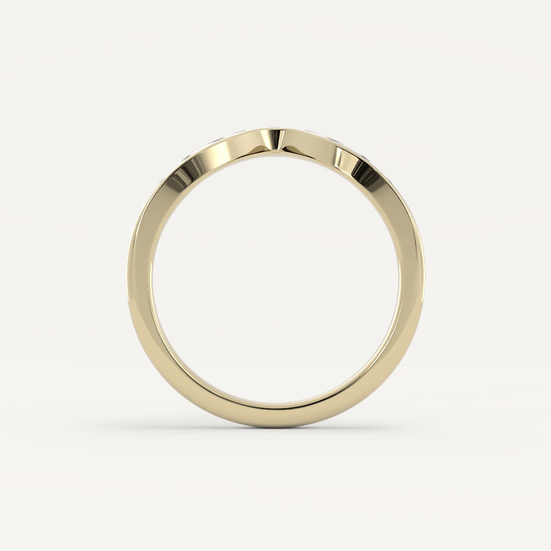 0.18 TCW Round Curved Diamond Wedding Band