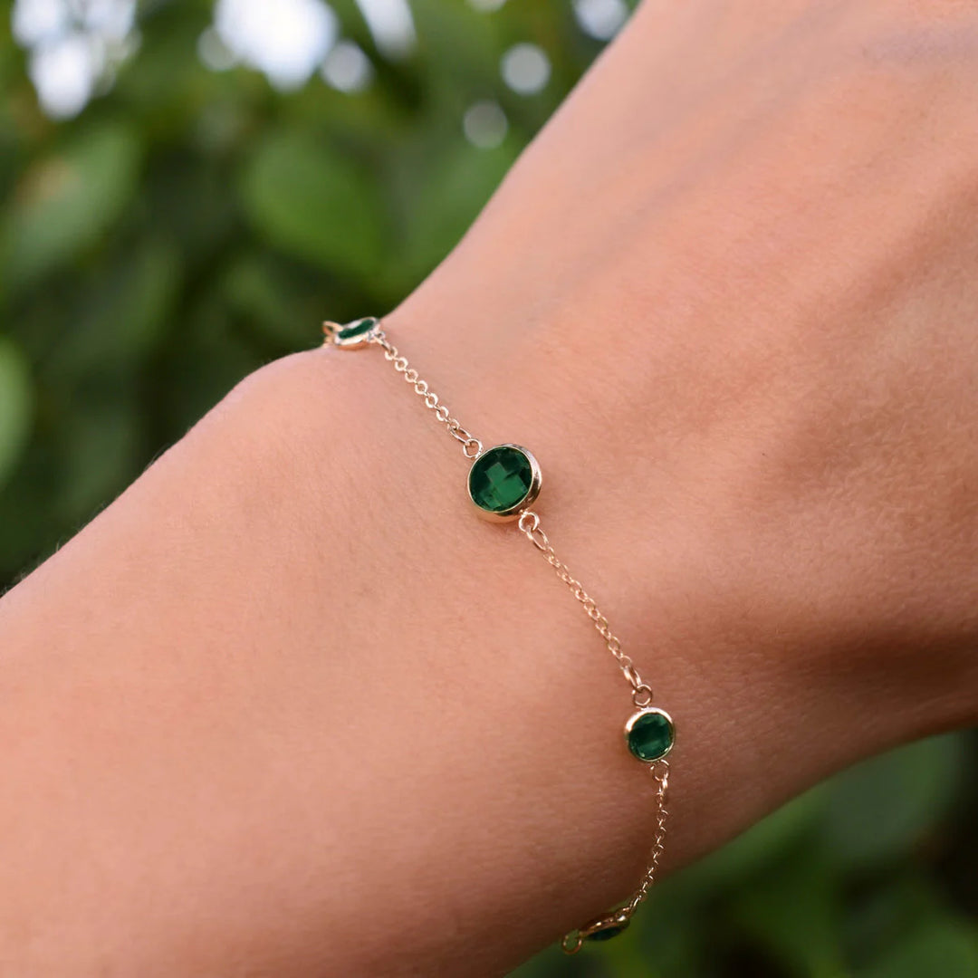 2.0TCW Round Cut Emerald Moissanite May Birthstone Bracelet