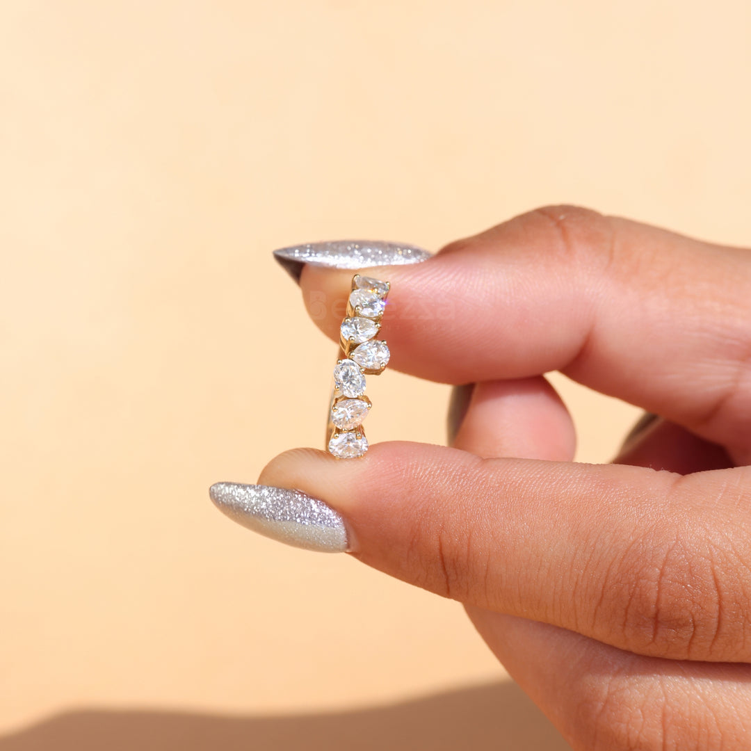 0.90 TCW Pear & Oval Cut Wedding Band - Ready to Ship